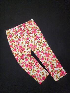 Ann Taylor Womens Floral Rose Print Cropped Ankle Pants